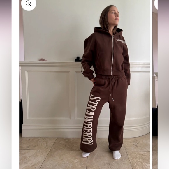 Strawberry Milk Mob Pants - Strawberry Milk Mob Brown Sweatpants